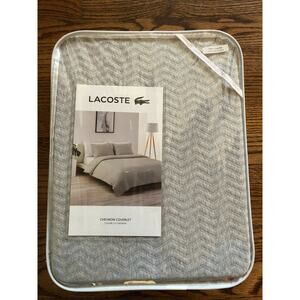 Lacoste Home Cotton Chevron Coverlet Twin Heather Grey $255 NWT📦